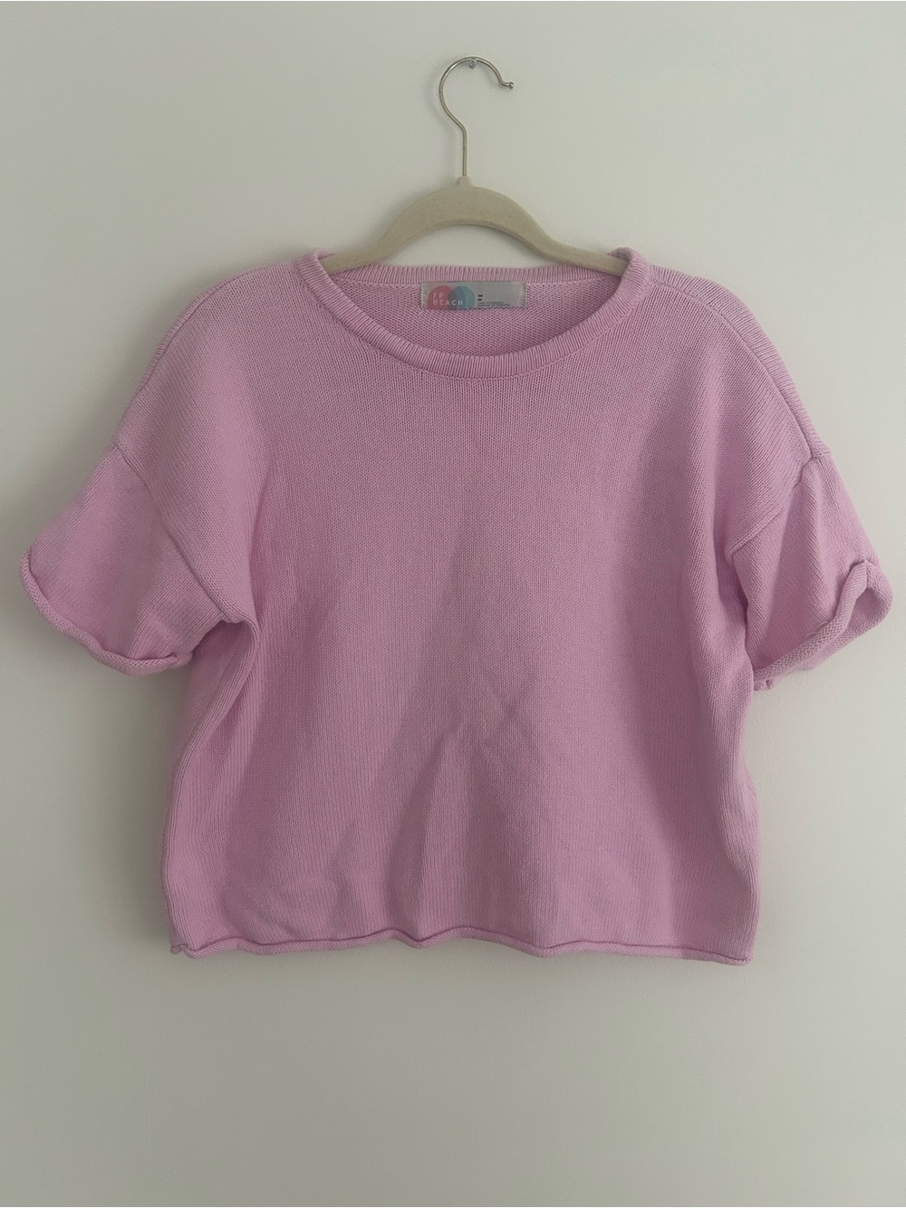 Pink short sleeve sweater